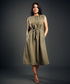 Brown Linen Midu Dress